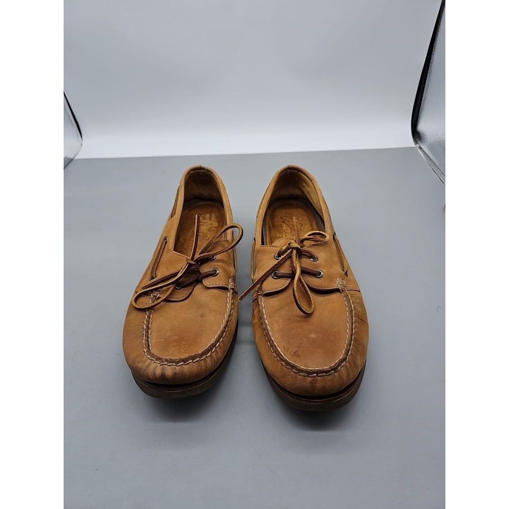 Sperry Top-Sider Mens Boat Shoes Brown Leather Round Toe Lace Up 14